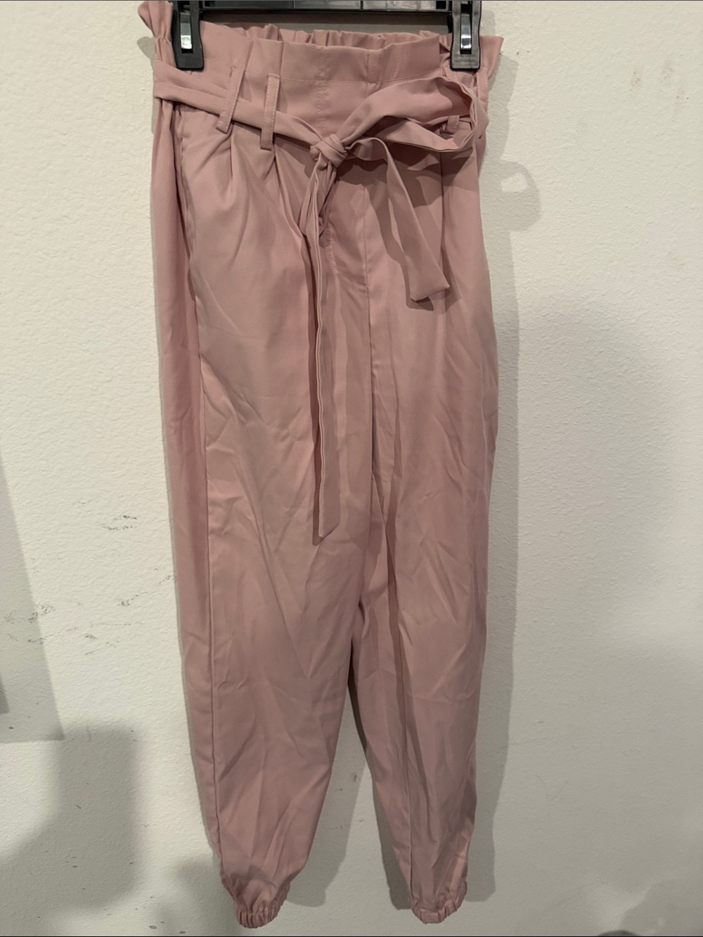 High-Rise Paperbag Waist Pink Jogger Pants